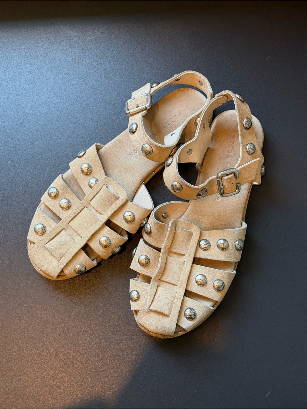 Freda Salvador Beige Studded Gladiator Sandals